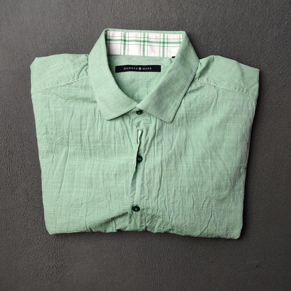 Hammer Made Other - Hammer Made Shirt Mens L/XL 17 Green Short Sleeve Button Up Cotton Plaid Trim